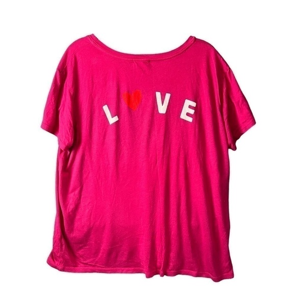 Sundry Pink Love Spell Out Hearts Short Sleeve Tee Top Size 3 or Large - Picture 1 of 6